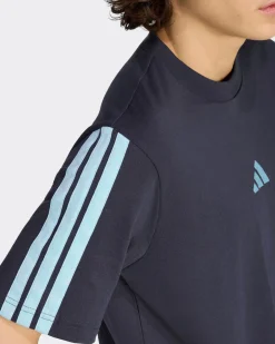 ADIDAS - TSHIRT BLU  DA UOMO CON 3 BANDE - KE5605