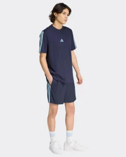 ADIDAS - TSHIRT BLU  DA UOMO CON 3 BANDE - KE5605