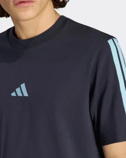 ADIDAS - TSHIRT BLU  DA UOMO CON 3 BANDE - KE5605