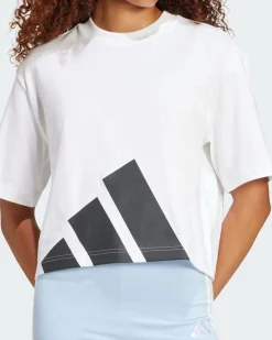 ADIDAS - T-SHIRT DONNA MEZZA MANICA BIANCA  CON LOGO STAMPATO - JG8737