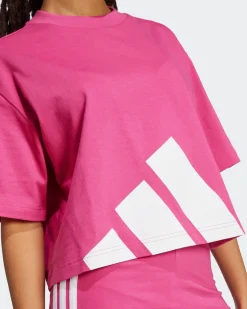 ADIDAS - T-SHIRT DONNA MEZZA MANICA FUXIA CON LOGO STAMPATO -JG8728