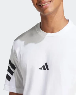 ADIDAS - T-SHIRT FUTURE ICONS BIANCA MANICA CORTA DA UOMO 3 STRISCE IN JERSEY DI COTONE - JD4880
