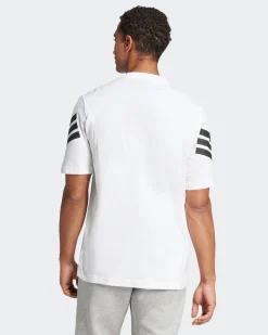 ADIDAS - T-SHIRT FUTURE ICONS BIANCA MANICA CORTA DA UOMO 3 STRISCE IN JERSEY DI COTONE - JD4880