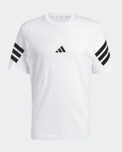 ADIDAS - T-SHIRT FUTURE ICONS BIANCA MANICA CORTA DA UOMO 3 STRISCE IN JERSEY DI COTONE - JD4880