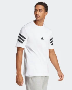 ADIDAS - T-SHIRT FUTURE ICONS BIANCA MANICA CORTA DA UOMO 3 STRISCE IN JERSEY DI COTONE - JD4880