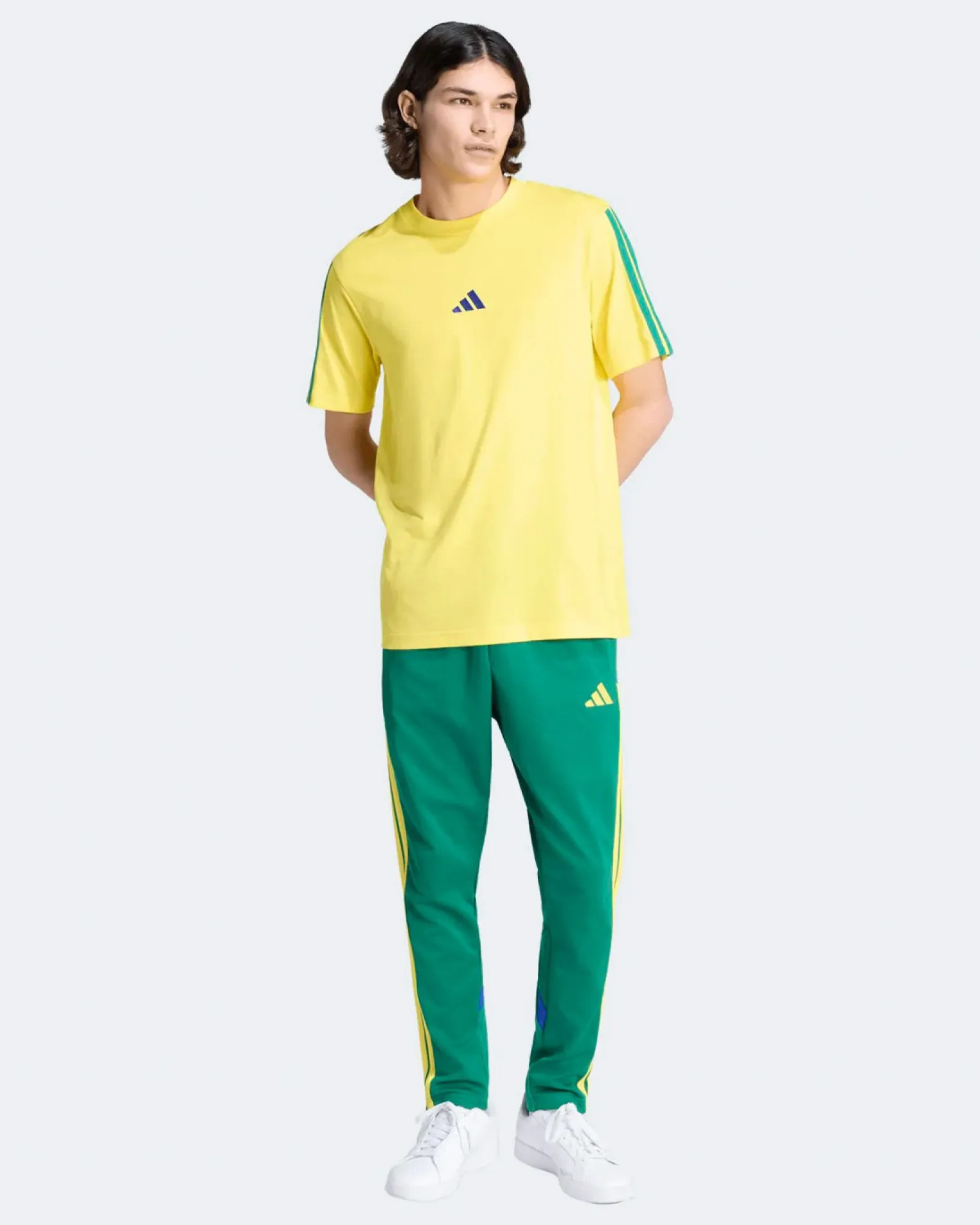 ADIDAS - TSHIRT GIALLA DA UOMO CON 3 BANDE - KR7569