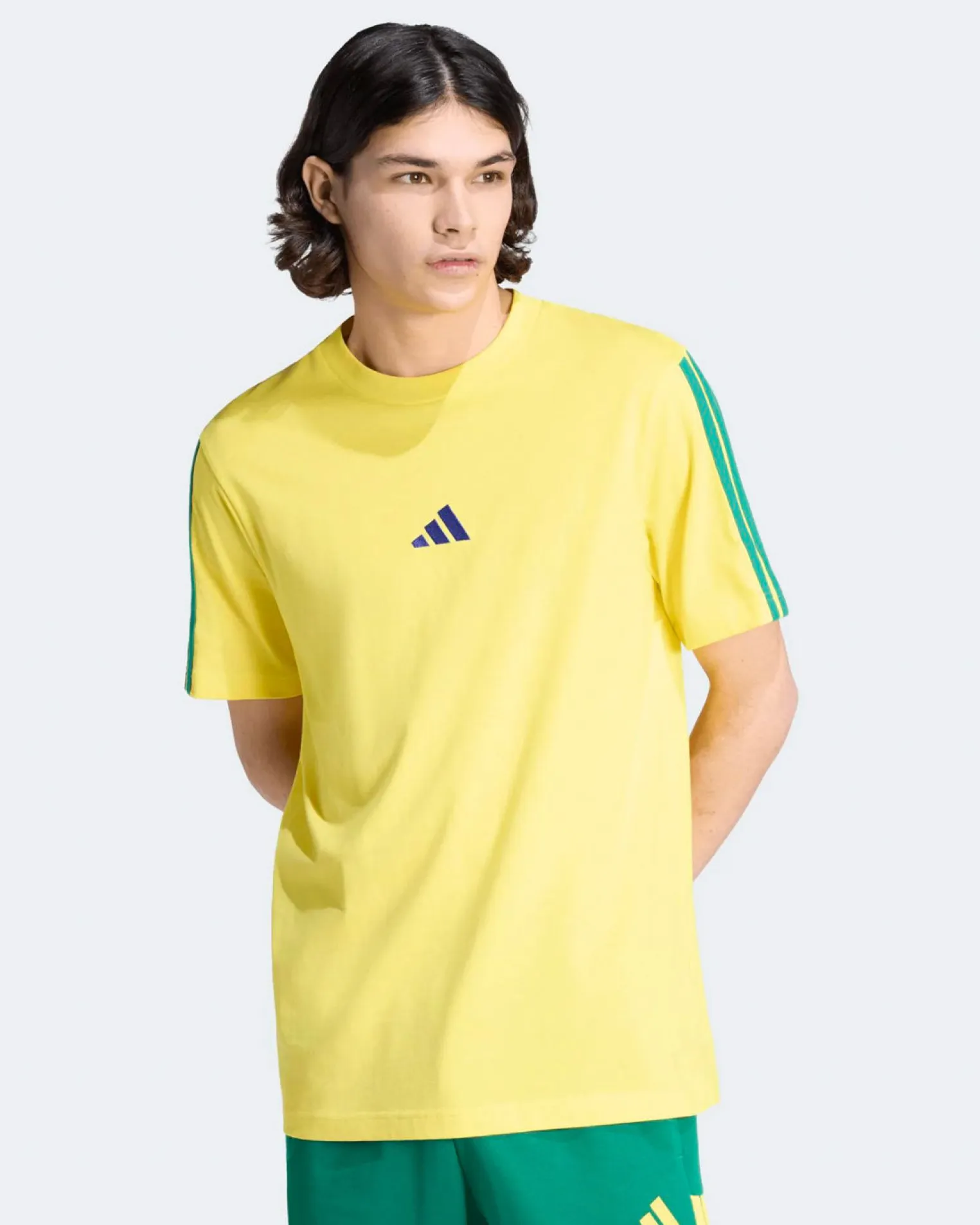 ADIDAS - TSHIRT GIALLA DA UOMO CON 3 BANDE - KR7569