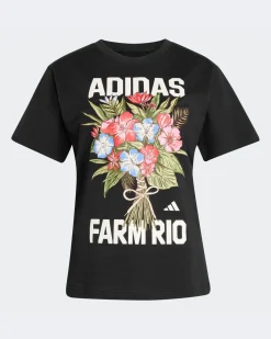 ADIDAS -  T-SHIRT MEZZA FARM FLOWERS NERA CON DETTAGLI FLOREALI DA DONNA, KR0281