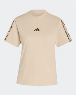 ADIDAS -  T-SHIRT MEZZA MANICA AOP 3S SJ TEE  BEIGE CON DETTAGLI LEOPARDATI  DA DONNA, KT0407