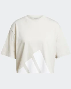 ADIDAS - T-SHIRT MEZZA MANICA BEIGE DA DONNA CON LOGO STAMPATO -JG8729