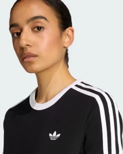 ADIDAS -T-SHIRT MEZZA MANICA SLIM 3 STRISCE NERA DA DONNA, KD7980