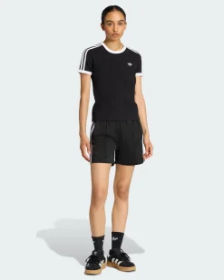 ADIDAS -T-SHIRT MEZZA MANICA SLIM 3 STRISCE NERA DA DONNA, KD7980