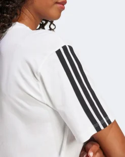 ADIDAS -T-SHIRT MEZZA MANICA 3S SJ BF T BIANCA CON DETTAGLI NERI DA DONNA, JE1211