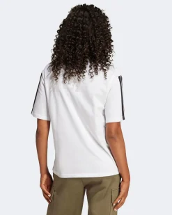 ADIDAS -T-SHIRT MEZZA MANICA 3S SJ BF T BIANCA CON DETTAGLI NERI DA DONNA, JE1211