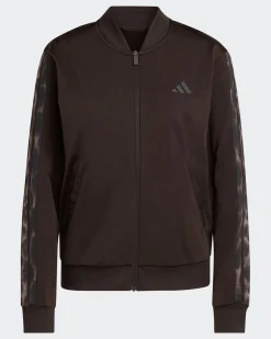 ADIDAS -  TUTA COMPLETA FULL ZIP MARRONE CON DETTAGLI ANIMALIER  DA DONNA, KB8933