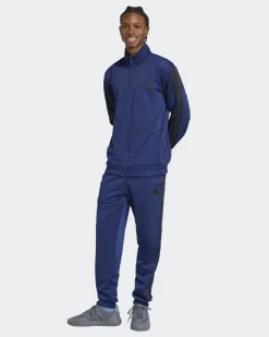 ADIDAS -  TUTA UOMO BLU CON 3 BANDE NERE ESSENTIALS 3-STRIPES -KB7657