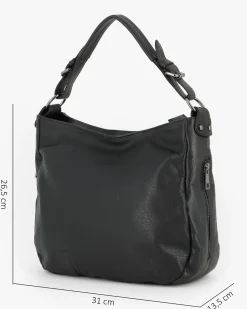 ALEX & CO - Borsa un manico nera con tasca posteriore e due tasche laterali, tracolla removibile - VERA PELLE -