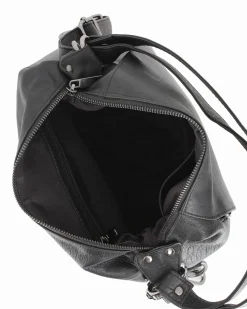 ALEX & CO - Borsa/zaino nero in VERA PELLE con doppia tasca frontale