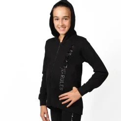 AMERICAN RAP - FELPA NERO FULL ZIP CON CAPPUCCIO