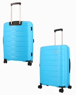 AMERICAN TOURISTER - TROLLEY AZZURRO 4 RUOTE IN ABS CON COMBINAZIONE TSA