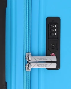 AMERICAN TOURISTER - TROLLEY AZZURRO 4 RUOTE IN ABS CON COMBINAZIONE TSA
