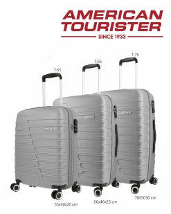 AMERICAN TOURISTER - TROLLEY ARGENTO IN ABS 4 RUOTE CON COMBINAZIONE TSA