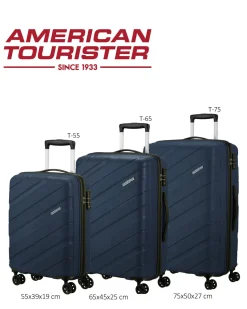 AMERICAN TOURISTER - TROLLEY BLU IN ABS 4 RUOTE CON COMBINAZIONE TSA