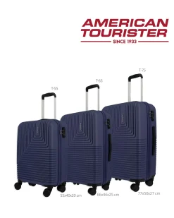 AMERICAN TOURISTER - TROLLEY BLU IN ABS 4 RUOTE CON COMBINAZIONE TSA