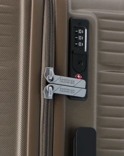 AMERICAN TOURISTER - TROLLEY MARRONE IN ABS 4 RUOTE CON COMBINAZIONE TSA