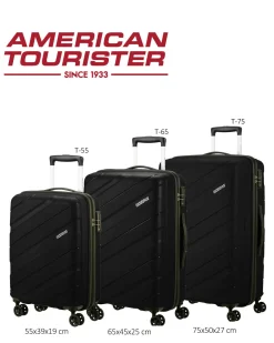 AMERICAN TOURISTER - TROLLEY NERO IN ABS 4 RUOTE CON COMBINAZIONE TSA