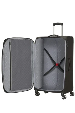 AMERICAN TOURISTER - TROLLEY NERO IN TESSUTO ESPANDIBILE CON COMBINAZIONE TSA