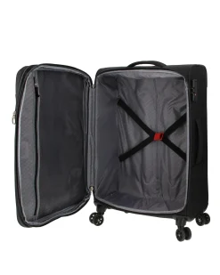 AMERICAN TOURISTER - TROLLEY NERO IN TESSUTO ESPANDIBILE CON LUCCHETTO TSA