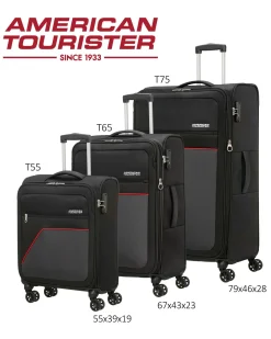 AMERICAN TOURISTER - TROLLEY NERO IN TESSUTO ESPANDIBILE CON LUCCHETTO TSA
