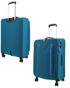 AMERICAN TOURISTER - TROLLEY PETROLIO IN TESSUTO 4 RUOTE CON COMBINAZIONE TSA