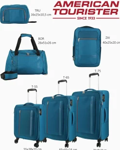 AMERICAN TOURISTER - TROLLEY PETROLIO IN TESSUTO 4 RUOTE CON COMBINAZIONE TSA