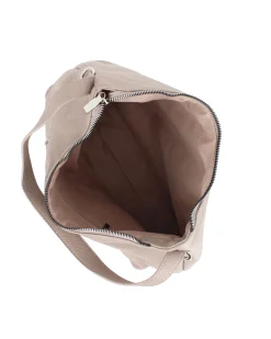 ANNES NICOLE - Borsa sacca taupe con tasca posteriore, tracolla removibile