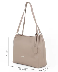 ANNES NICOLE - Borsa sacca taupe con ciondolo removibile