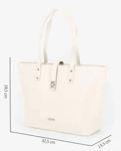 ANNES NICOLE - Borsa shopping crema con pattina con chiusura a girello