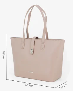 ANNES NICOLE - Borsa shopping tortora con pattina con chiusura a girello