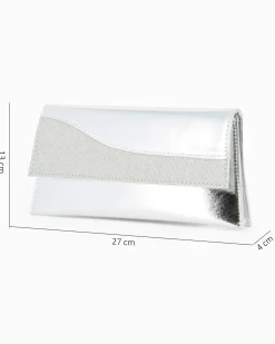 ANNES NICOLE - Pochette argento con due scomparti interni e patta in lurex, MADE IN ITALY
