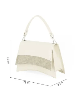 ANNES NICOLE - Pochette beige con un manico e fascia in lurex sulla patta MADE IN ITALY