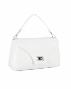 ANNES NICOLE - Pochette bianca un manico con patta e chiusura a girello, MADE IN ITALY