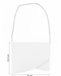 ANNES NICOLE - Pochette bianca a punta con inserto in vernice e patta, MADE IN ITALY