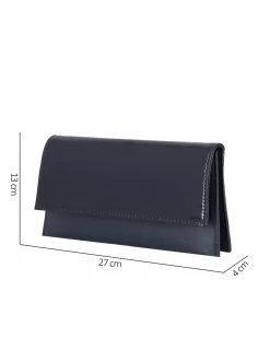 ANNES NICOLE - Pochette blu con due scomparti interni e patta in vernice, MADE IN ITALY