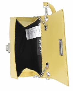 ANNES NICOLE - Pochette gialla un manico con patta in vernice e chiusura a girello, MADE IN ITALY
