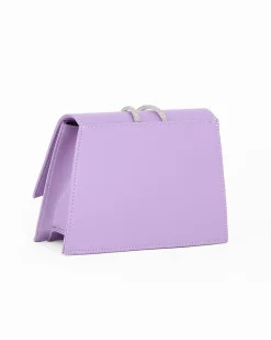 ANNES NICOLE - Pochette lilla con cinturino in strass sulla patta, MADE IN ITALY