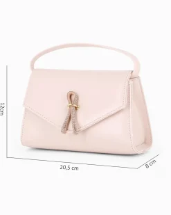 ANNES NICOLE - Pochette nude con cinturino in strass sulla patta e tracolla a catenina