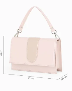 ANNES NICOLE - Pochette nude con patta e tracolla a catenina