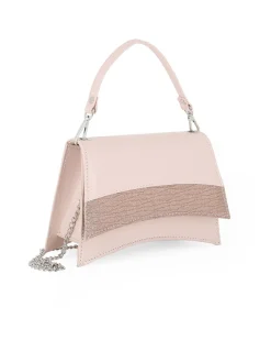 ANNES NICOLE - Pochette nude con un manico e fascia in lurex sulla patta MADE IN ITALY