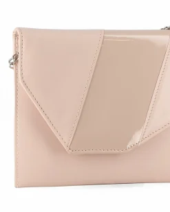 ANNES NICOLE - Pochette nude con inserto in vernice sulla patta, MADE IN ITALY